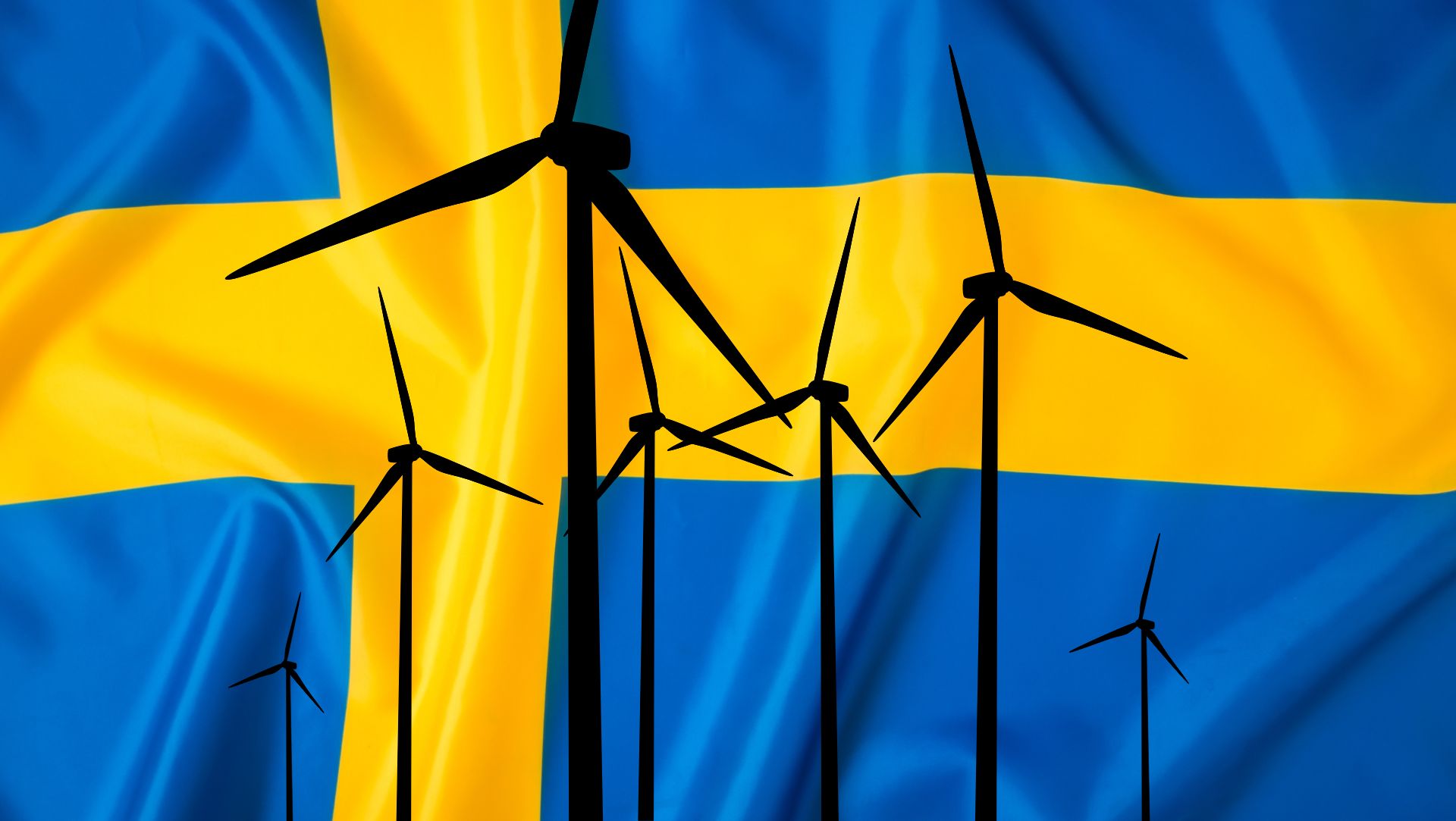 Grafik svenska flaggan vindkraftverk.